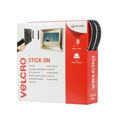 VELCRO Brand Black Stick on Tape - 20mm x 10m